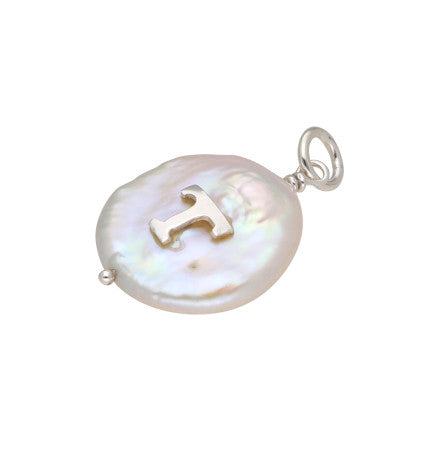 White Mother of Pearl T Pendant | Tailored Elegance - T Silver Pendant