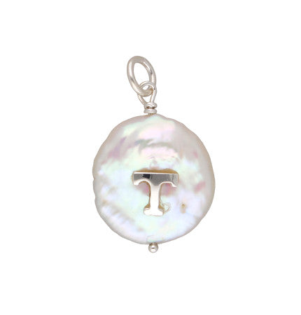 White Mother of Pearl T Pendant | Tailored Elegance - T Silver Pendant