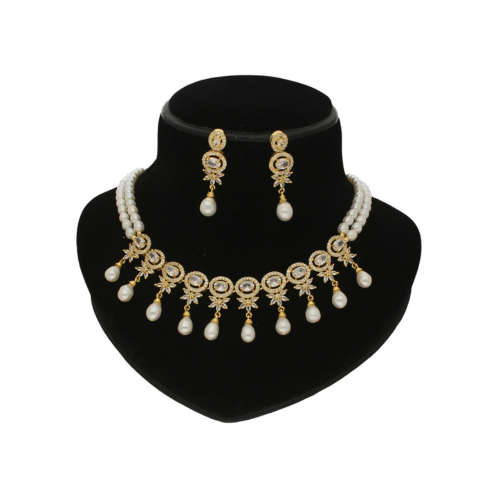 White Pearl Necklace Set | Opulent Radiance - Glittering Pearl Set