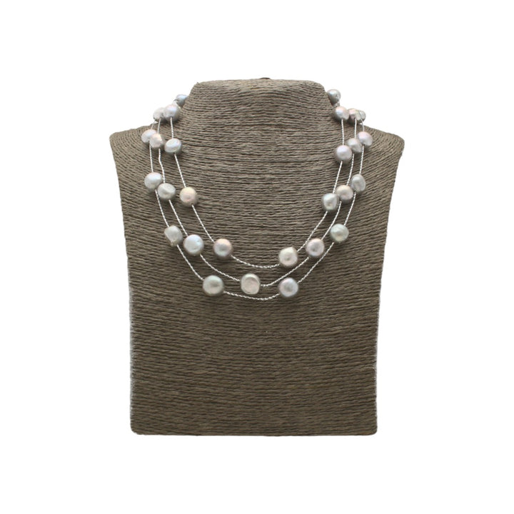 Gray Pearl and Cubic Zircon Stone Necklace Set | Timeless Grace - Elegance Pearl Set