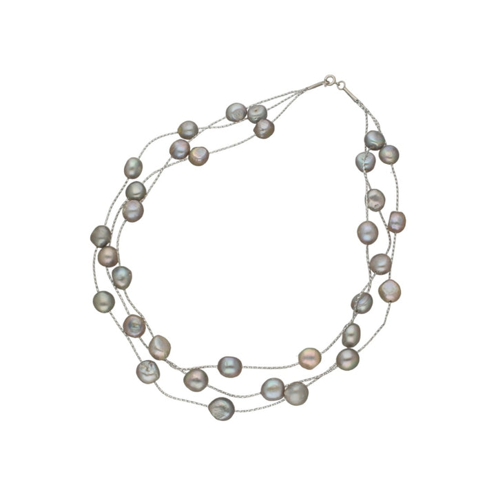 Gray Pearl and Cubic Zircon Stone Necklace Set | Timeless Grace - Elegance Pearl Set