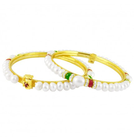 White Pearl Bangles: 4-5 MM Size, 6-6.5 Inches Length | Harmony Pearl Bangles