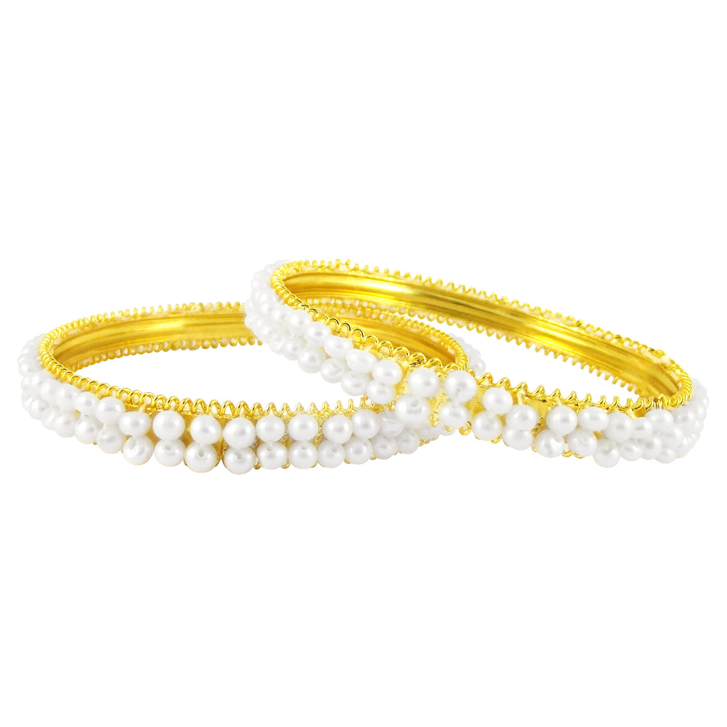 White Seed Pearl Bangles - Clip-On Closure, 6-6.5 Inches | Subtle Charm Pearl Bangles