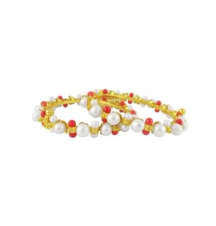 Freshwater Pearl Bangles with Color Stones | Love Bliss Pearl Bangles