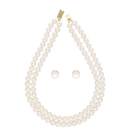 White Freshwater Pearl Necklace | Timeless Duo 2 Lines Round Pearl Necklace