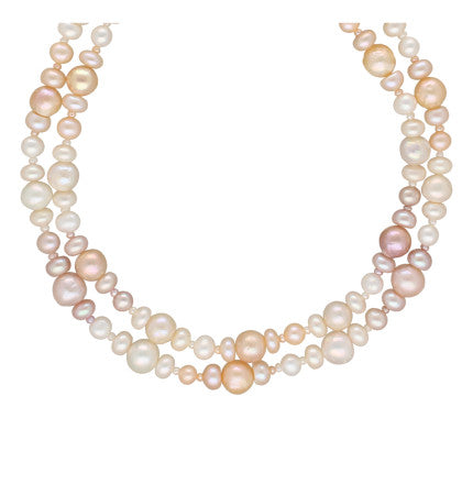 Pearl Necklace - 16-18 Inches | Timeless Duo 2 Lines White Pearl Necklace