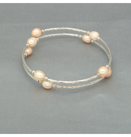 Pink Oval Pearl Bracelet | Petite Elegance - Dainty Pearl Bracelet