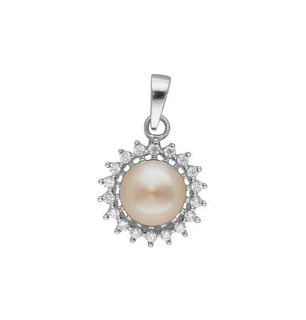 Peach Pearl Pendant - 92.5 Sterling Silver | Peach Petal Radiance - Silver Pearl Pendant