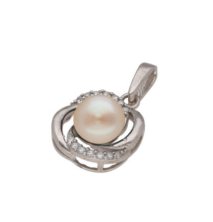 Harmony Sterling Silver Pearl Pendant - Peach Color, 4-5 MM Size | Peach Harmony - Silver Pearl Pendant