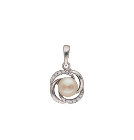 Harmony Sterling Silver Pearl Pendant - Peach Color, 4-5 MM Size | Peach Harmony - Silver Pearl Pendant