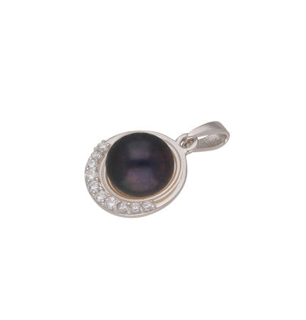Silver Pearl Pendant - 4-5MM Gray Button Pearls, AA Grade | Gray Elegance - Silver Designer Pearl Pendant