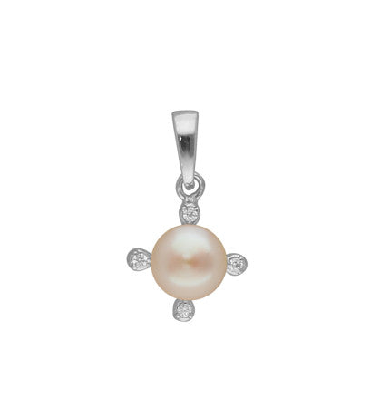 925 Sterling Silver Pearl Pendant | Peach Blossom - Silver Designer Pearl Pendant