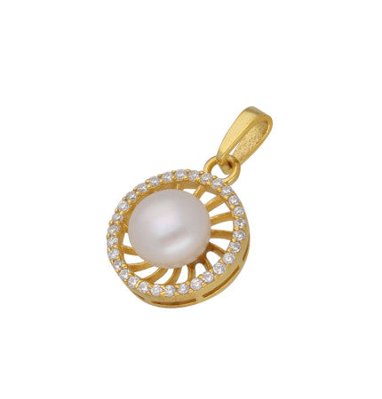 White Freshwater Pearl Pendant | Divine Fusion - Silver Designer Pearl Pendant