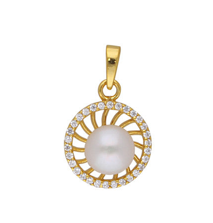 White Freshwater Pearl Pendant | Divine Fusion - Silver Designer Pearl Pendant