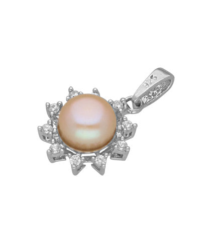 Freshwater Pearl Pendant - Peach Button Pearl, AA Grade Quality | Subtle Charm - Silver Pearl Pendant