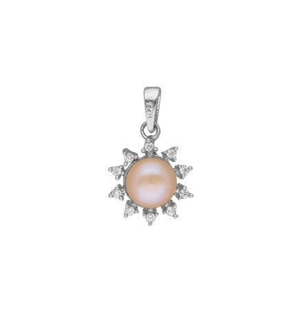 Freshwater Pearl Pendant - Peach Button Pearl, AA Grade Quality | Subtle Charm - Silver Pearl Pendant