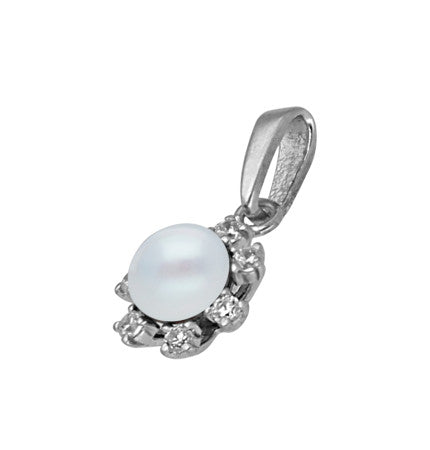 Sterling Silver Pearl Pendant - White Button Pearl | Timeless Elegance - Sterling Silver Simple Pearl Pendant