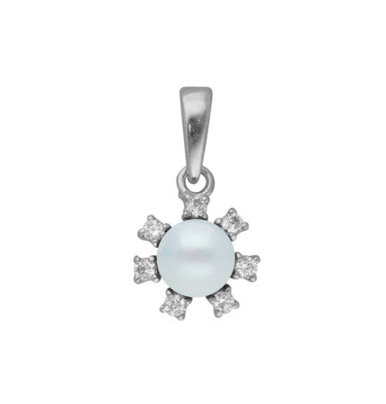 Sterling Silver Pearl Pendant - White Button Pearl | Timeless Elegance - Sterling Silver Simple Pearl Pendant