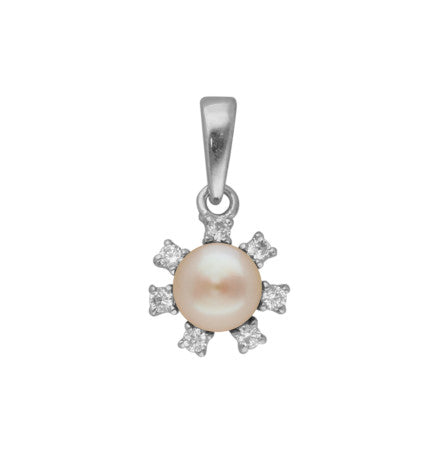 Peach Button Pearl Pendant - Sterling Silver | Graceful Simplicity - Sterling Silver Simple Pearl Pendant