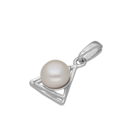 White Button Pearl Pendant in Sterling Silver | Designer Chic - Sterling Silver Pearl Pendant