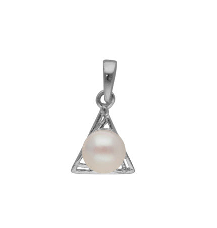 White Button Pearl Pendant in Sterling Silver | Designer Chic - Sterling Silver Pearl Pendant