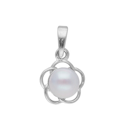 Pearl Pendant: Sterling Silver | Floral Elegance - 92.5 Sterling Silver Simple Pearl Pendant