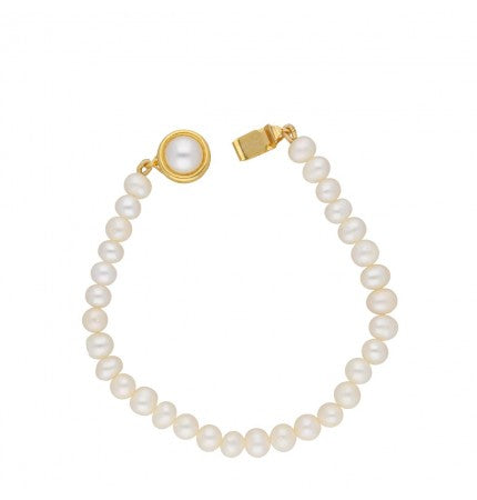 White Button Pearl Bracelet | Pure Elegance - 1 Line Pearl Bracelet