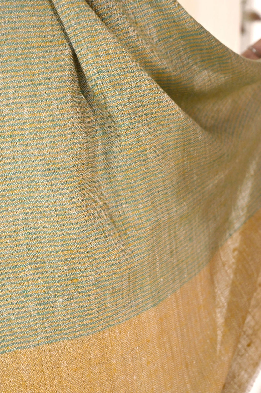 Green & Mustard Pashmina Stole | Agersia Handwoven Pashmina Stole - Green & Mustard