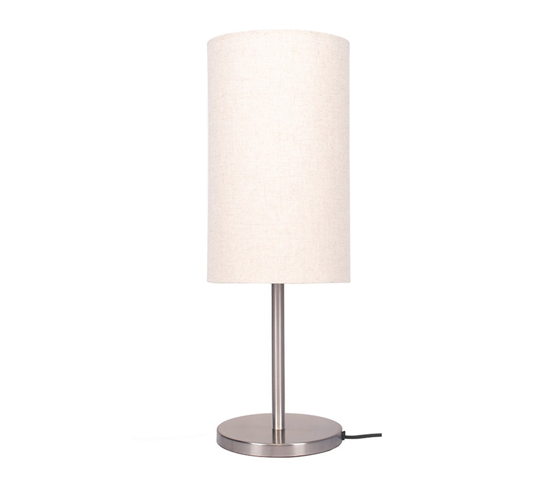 Silver Table Lamp with Cylinder Shade