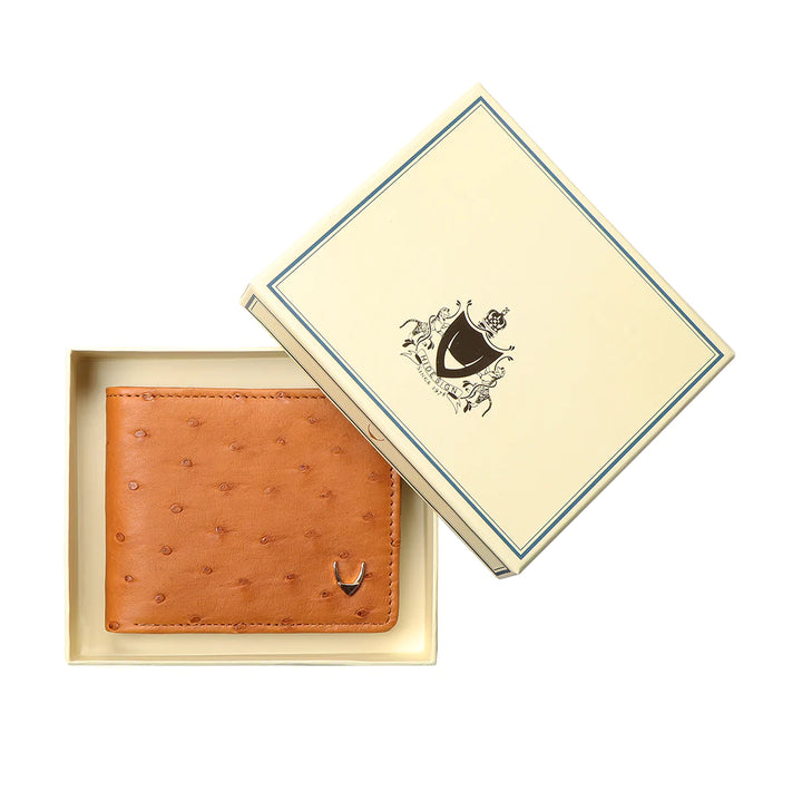 Men's Brown Leather Bi-Fold Wallet | Elegant Ostrich Bi-Fold Wallet