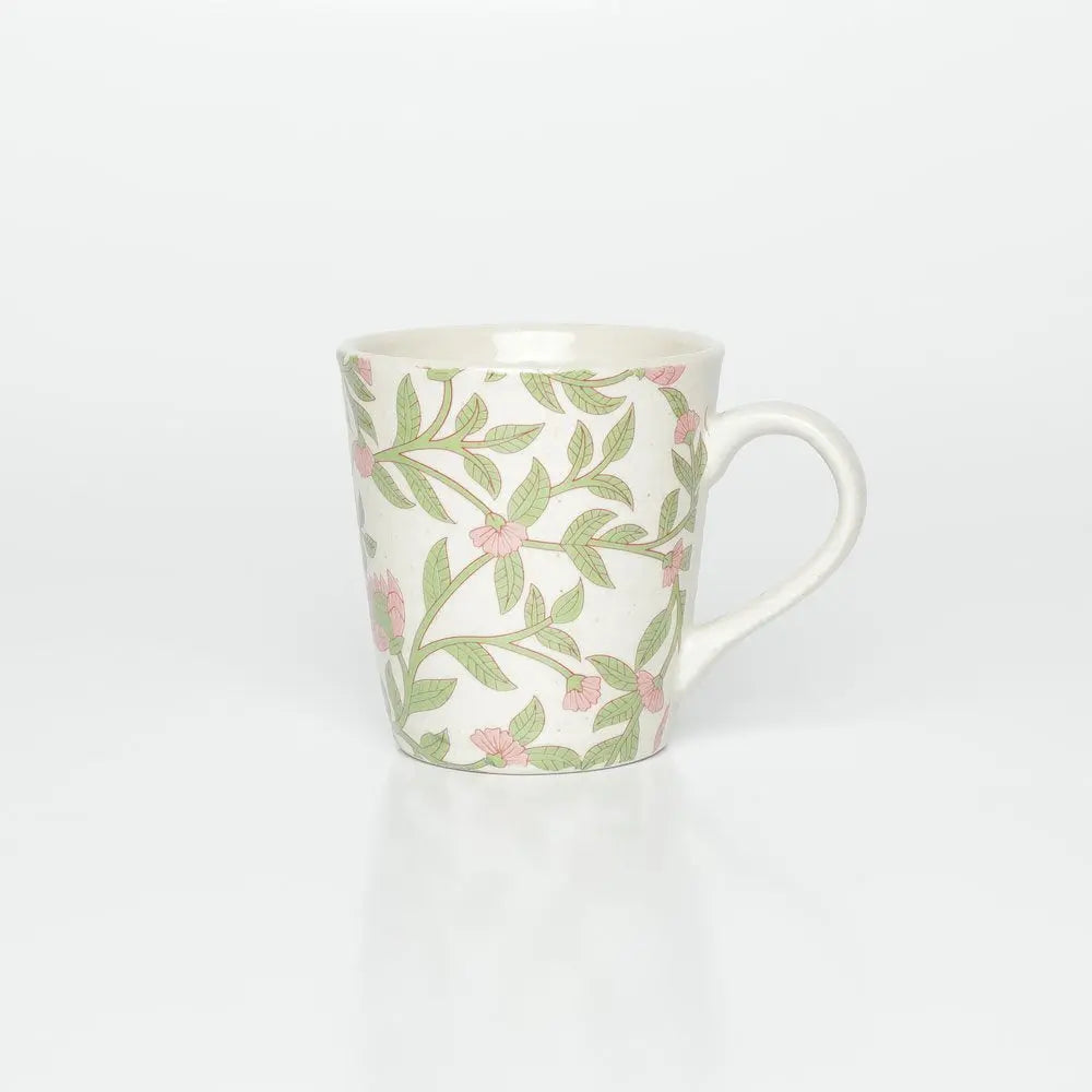 White Ceramic Mug | Floral Print Ceramic Mugs - White