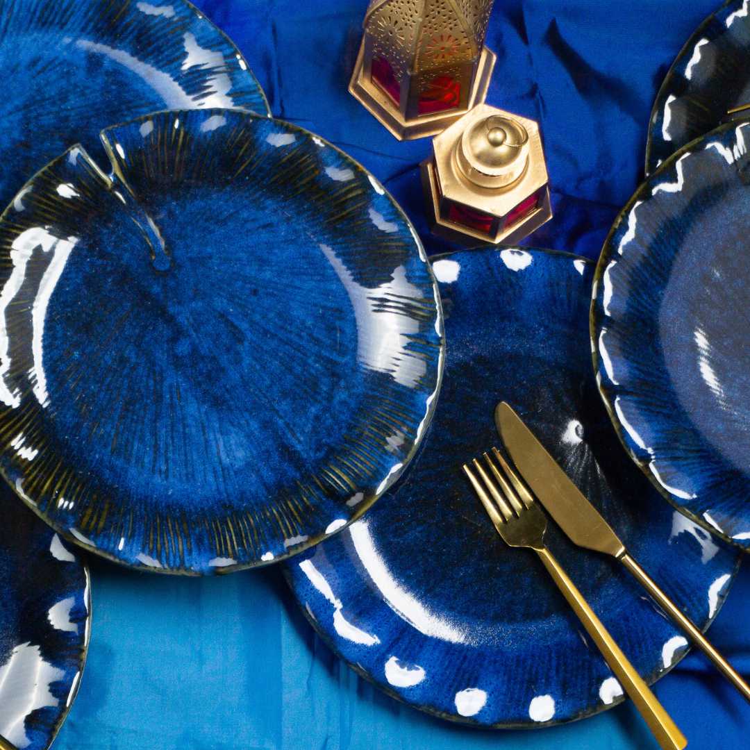 Blue Handmade Ceramic Salad Plate - 8.5 inches | Handmade Ceramic Salad Plate - Blue