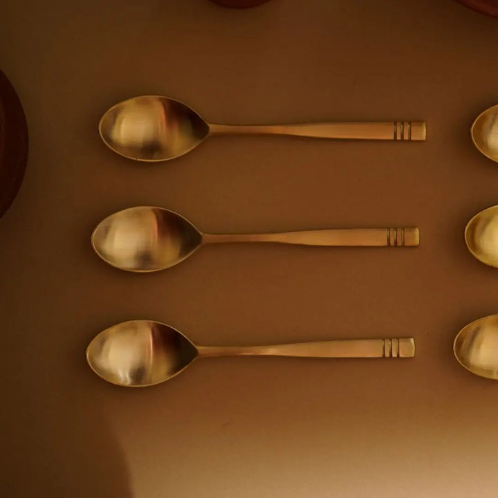 Gold Spoon Set - Set of 6 | Aesthetic Brass Gold Spoon set of 6