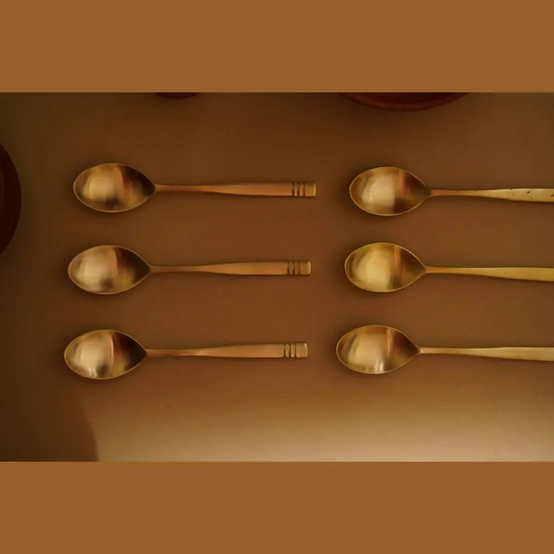 Gold Spoon Set - Set of 6 | Aesthetic Brass Gold Spoon set of 6