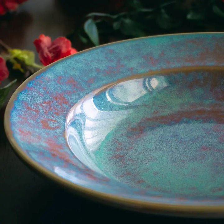 Teal Ceramic Pasta Platter Set | Handmade Ceramic Pasta Platter Set - Teal