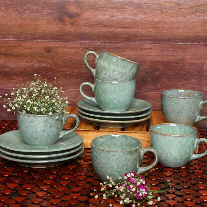 Light Green Ceramic Tea Cup & Saucer | Exclusive Ceramic Tea Cup and Saucer - Light Green