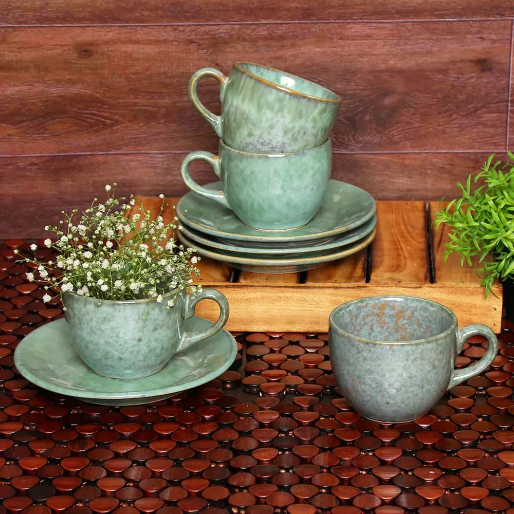 Light Green Ceramic Tea Cup & Saucer | Exclusive Ceramic Tea Cup and Saucer - Light Green