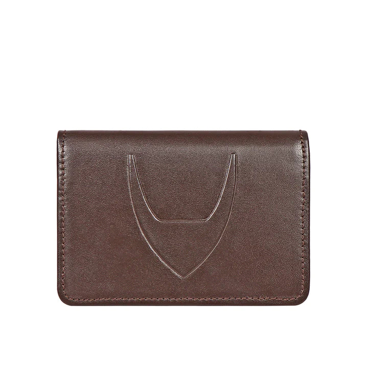 Men's Brown Leather Card Holder | Embossed Contrast Card Holder