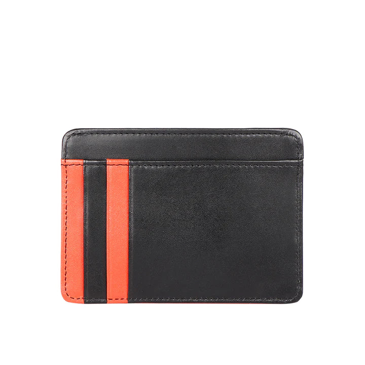 Men's Leather Orange Card Holder | Modern Stripe Card Holder