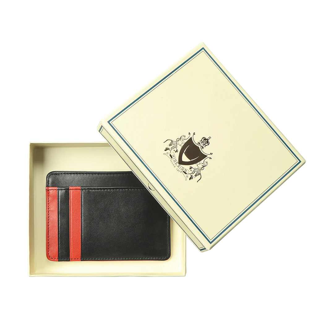 Men's Leather Orange Card Holder | Modern Stripe Card Holder
