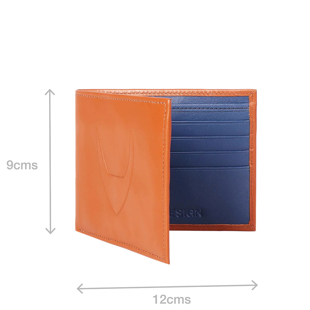 Leather Men's Bifold Wallet, Orange Color | Vibrant Contrast Bi-Fold Wallet