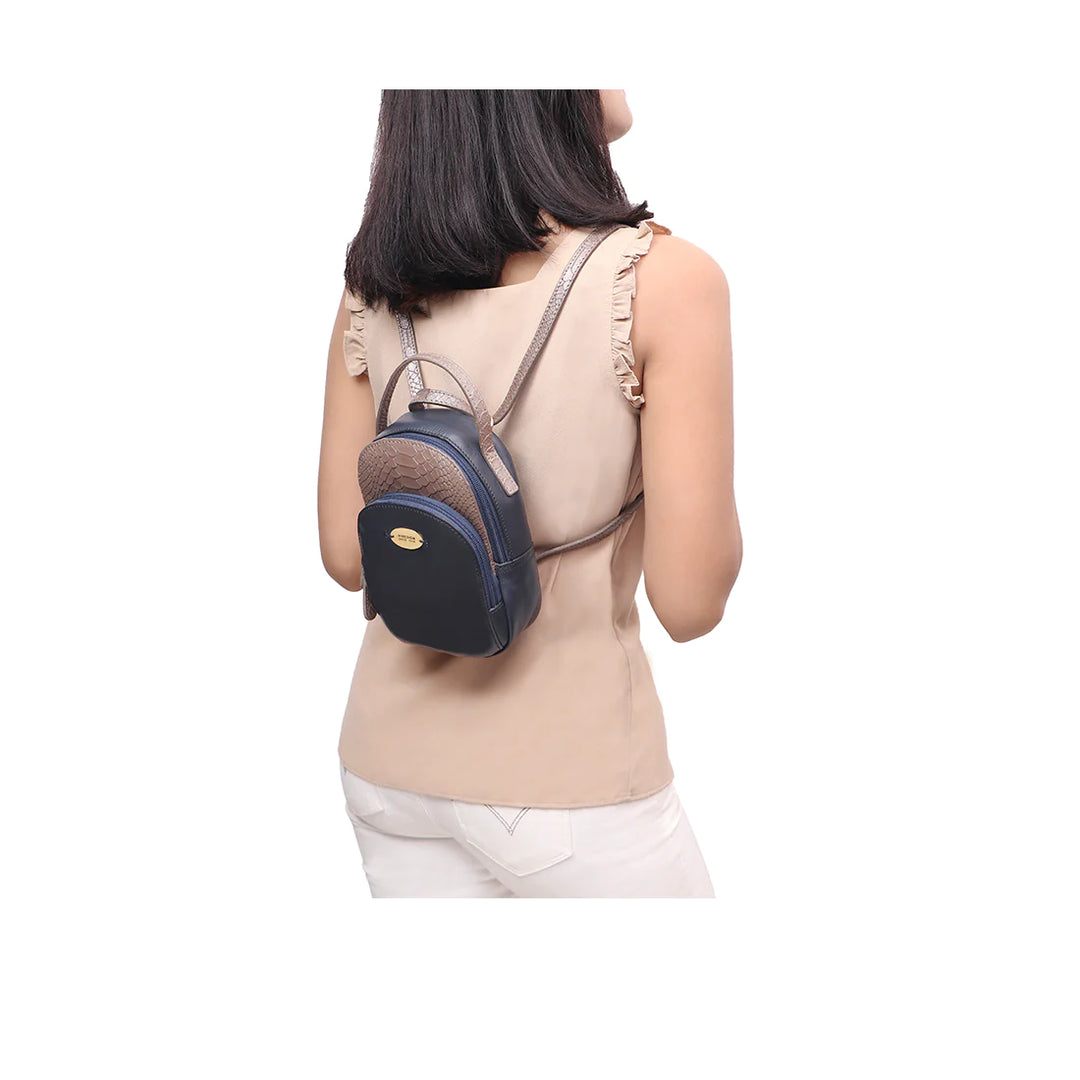 Blue Leather Casual Backpack | Lilac Chic Casual Backpack