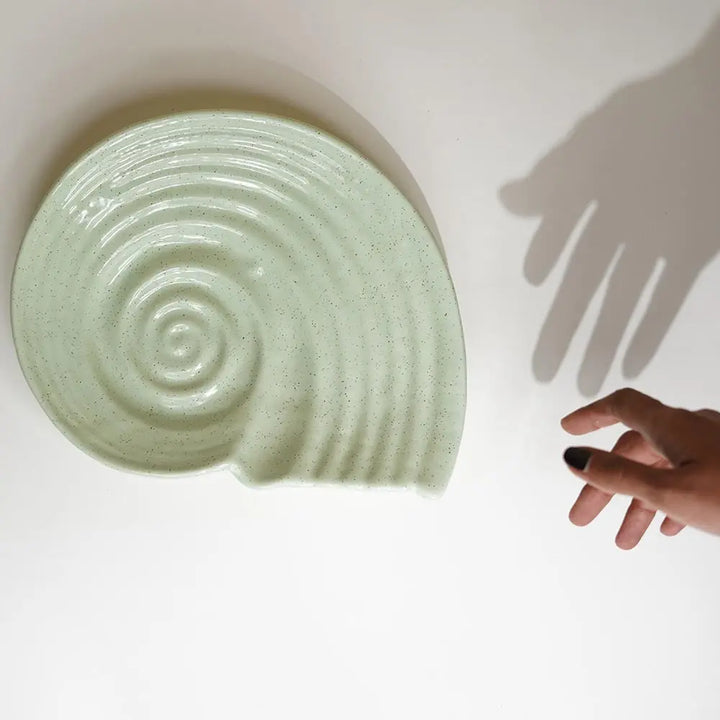 Ceramic Serving Platter Set | Artistic Ceramic Serving Shell Platter Set - Pale Green