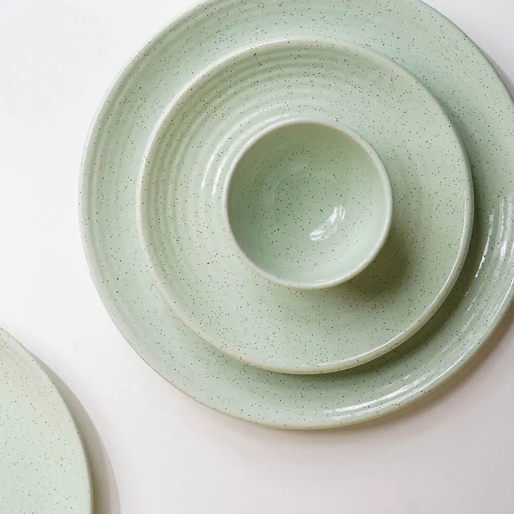 Pastel Green Ceramic Dinner Set | Handmade Ceramic Dinner Set of 10 Pcs - Pastel Green