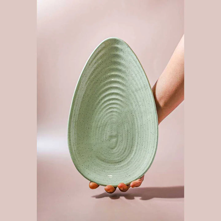 Ceramic Oval Serving Platter - Pale Green | Handmade Ceramic Oval Serving Platter - Pale Green