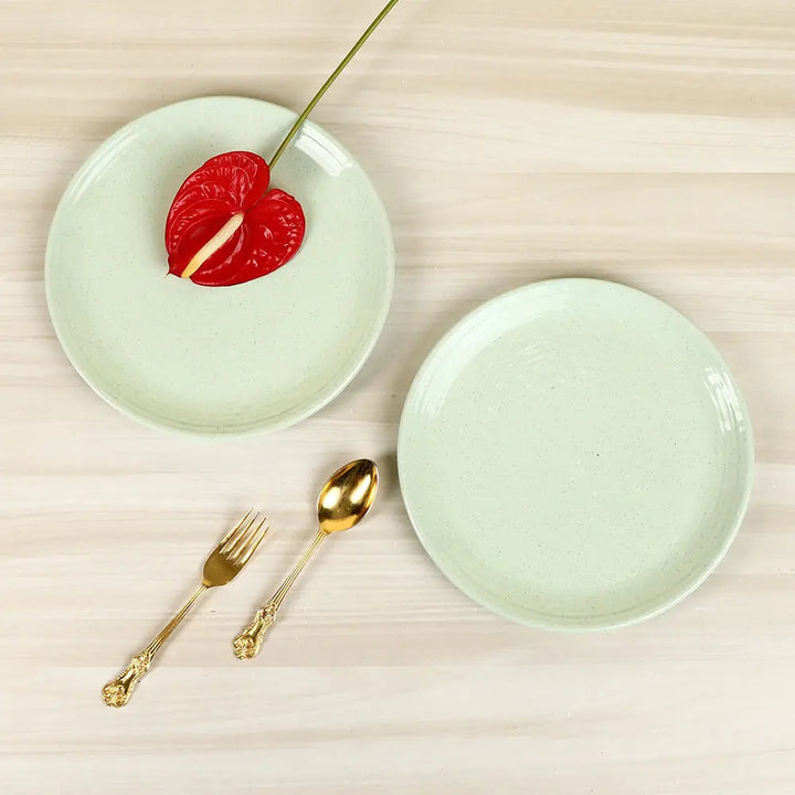 Handmade Pastel Green Ceramic Dinner Set | Handmade Ceramic Dinner Set of 12 Pcs - Pastel Green