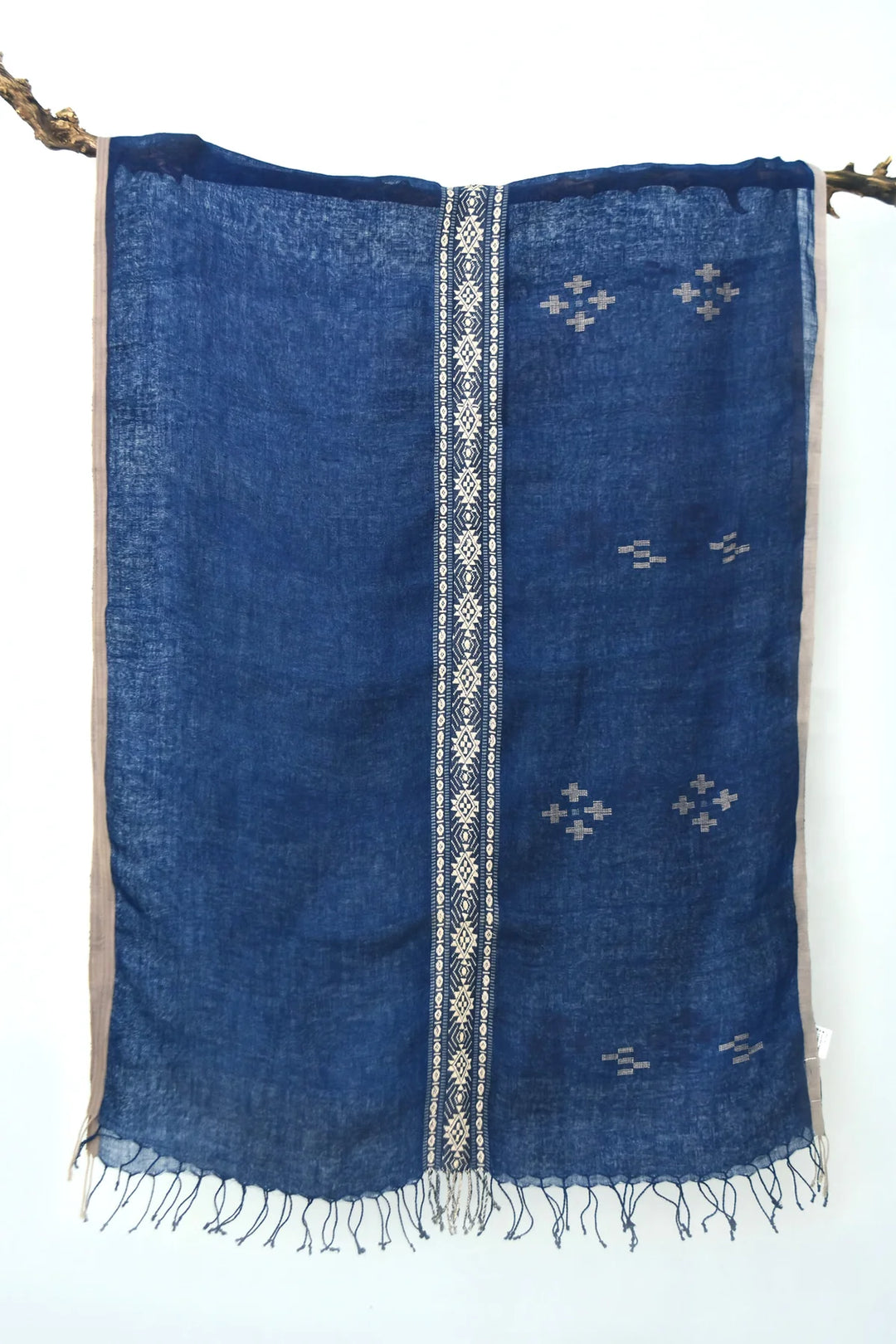 Blue Linen Stole with Sea-Inspired Elegance | Sonority Handwoven Linen Stole - Blue