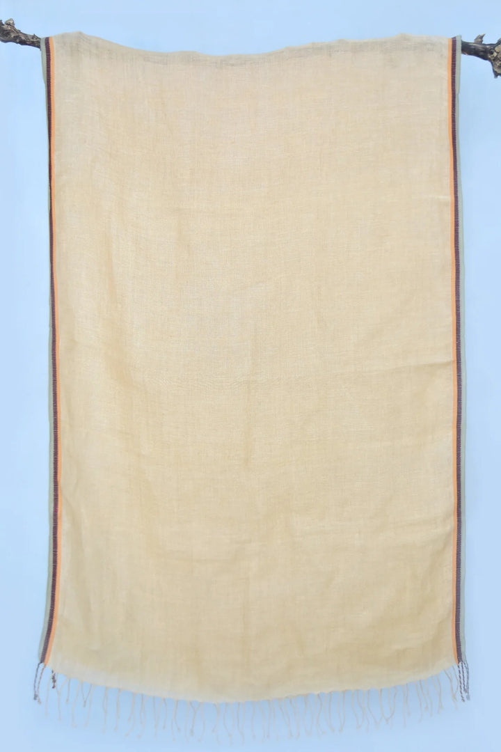 Handwoven Linen Stole - Elegant Ivory Color | Sanguine Handwoven Linen Stole - Ivory