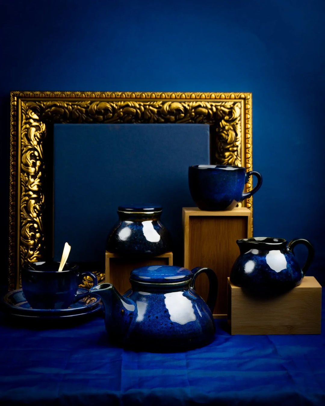 Royal Blue Tea Set | Premium 3pc Ceramic Tea Set - Lucious Blue