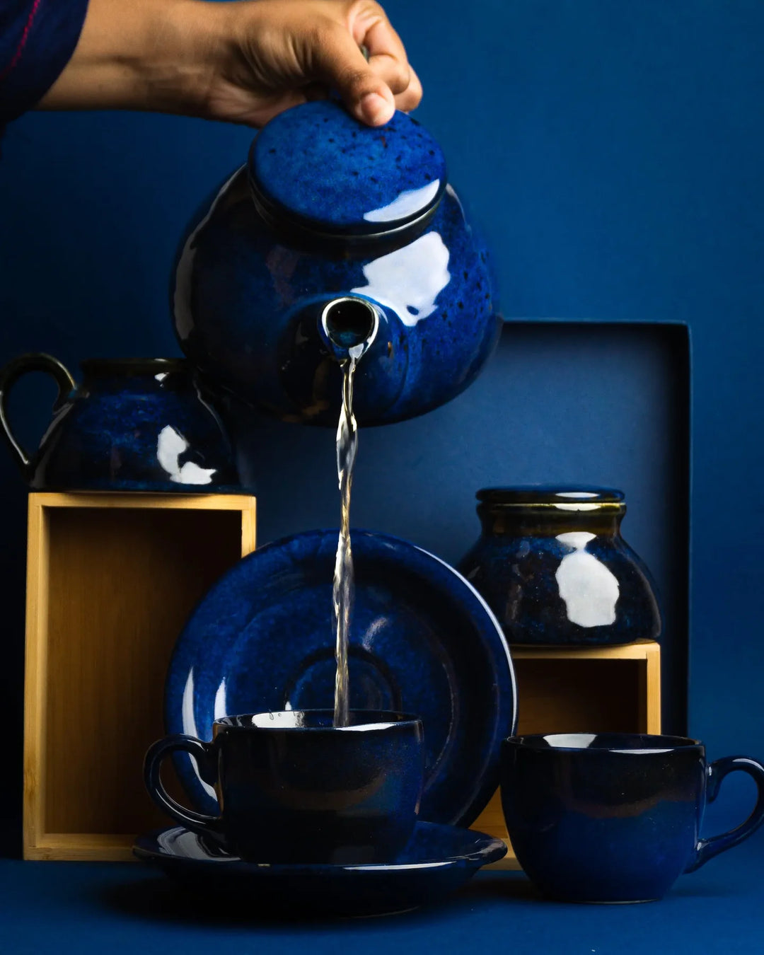 Royal Blue Tea Set | Premium 3pc Ceramic Tea Set - Lucious Blue